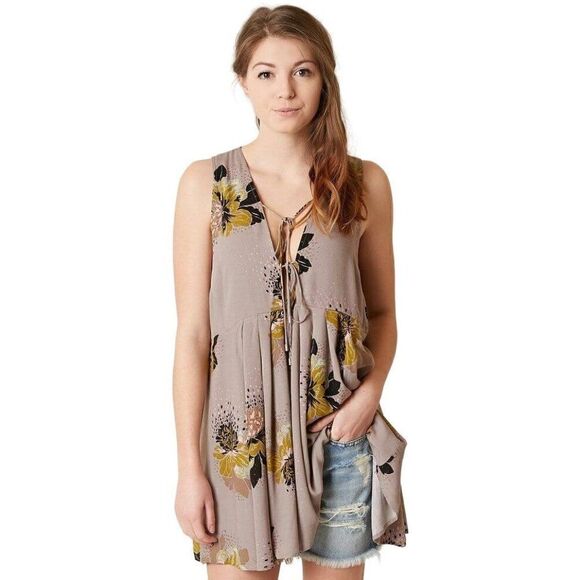 FREE PEOPLE Lovely Day Floral Printed Tie Tunic Size XS - Picture 2 of 12
